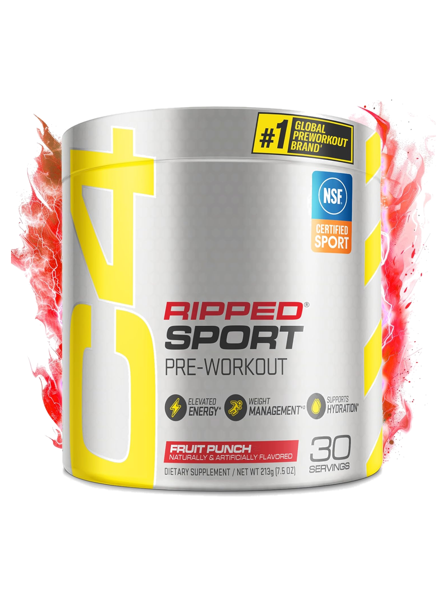 Ripped Sport Pre Workout Powder, Fruit Punch